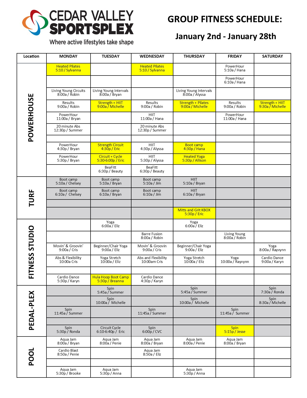 Group Fitness – Cedar Valley SportsPlex